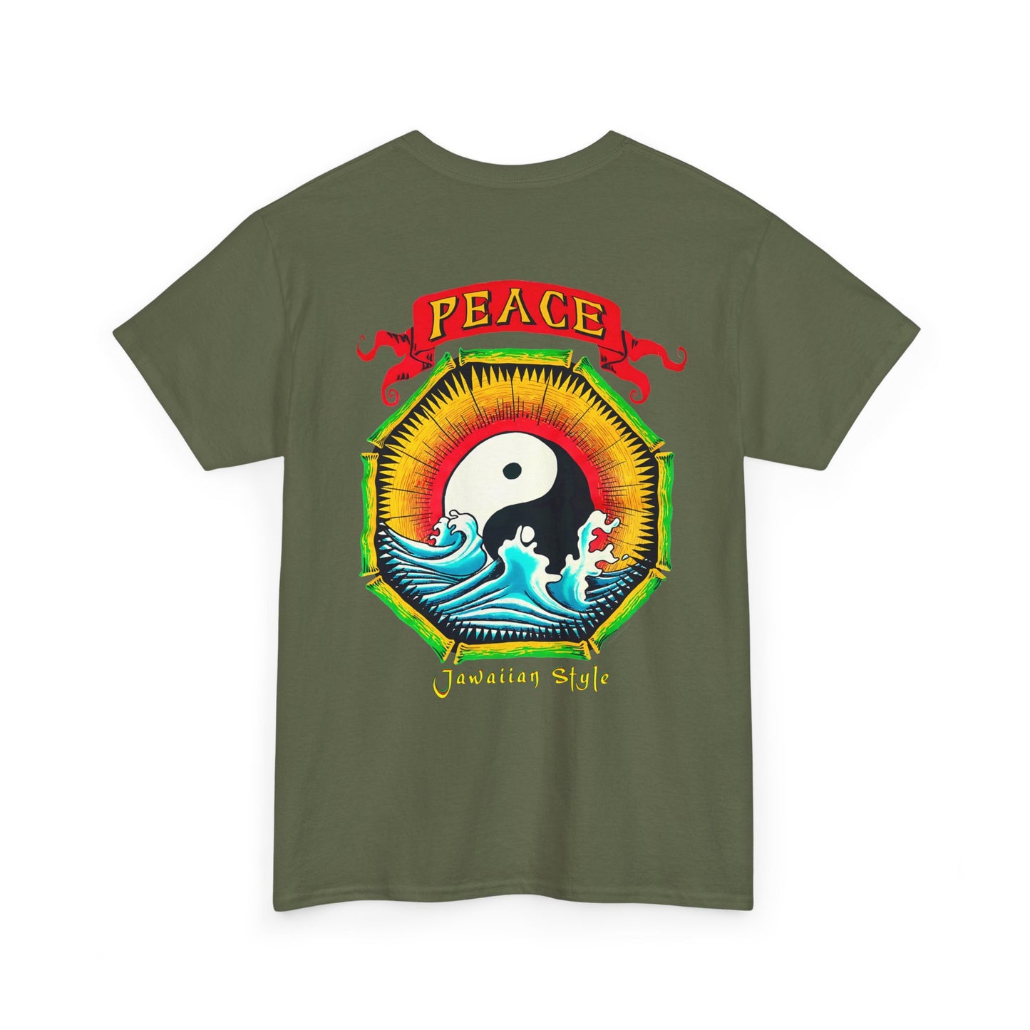 Jawaiian Strength Peace Jawaiian Style Vintage Design 90s New Print Unisex Heavy Cotton Tee