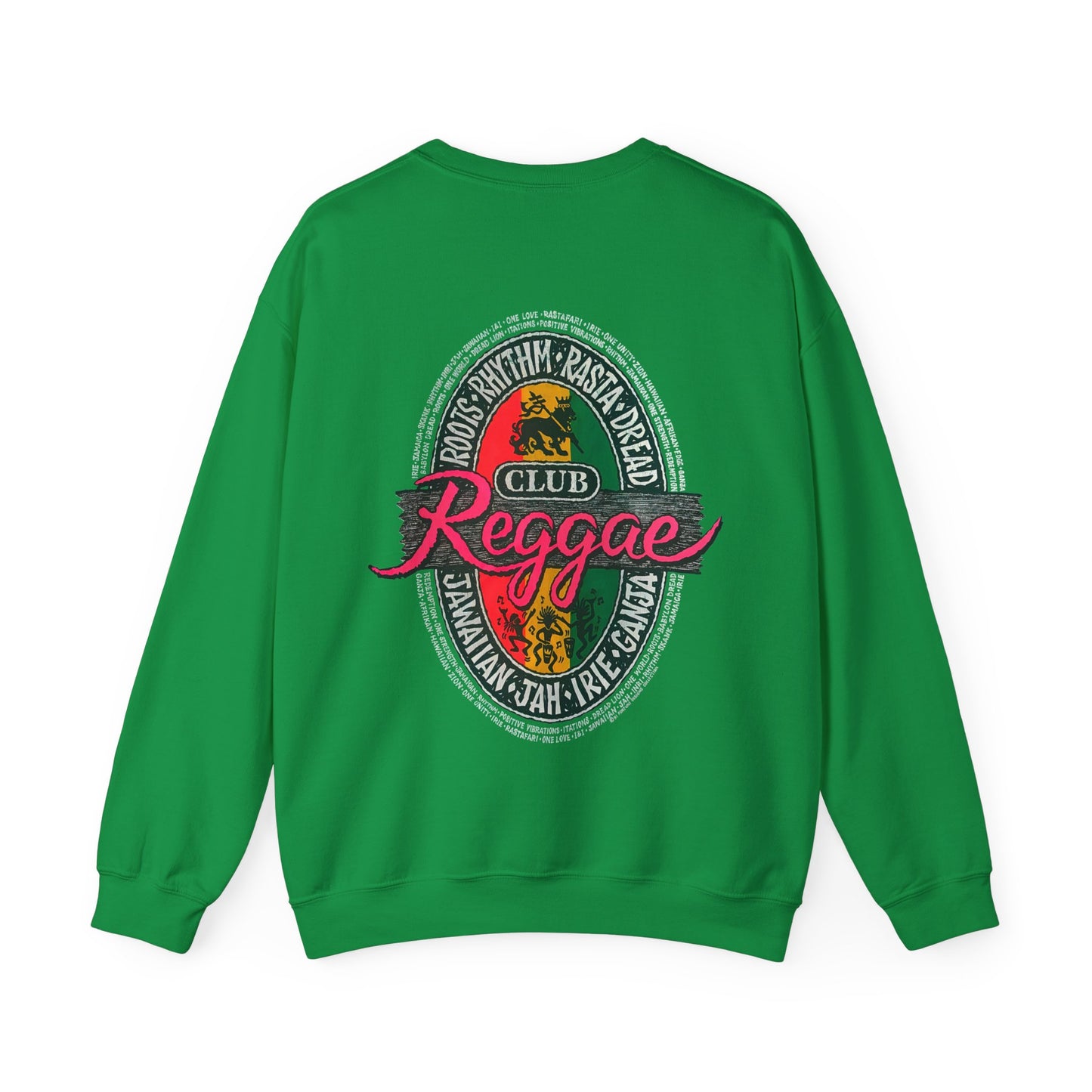 Jawaiian Strength Reggae Club Roots Rhythm Rasta Dread Jawaiian Jah Irie Ganja Vintage Design 90s New Print Unisex Heavy Blend™ Crewneck Sweatshirt