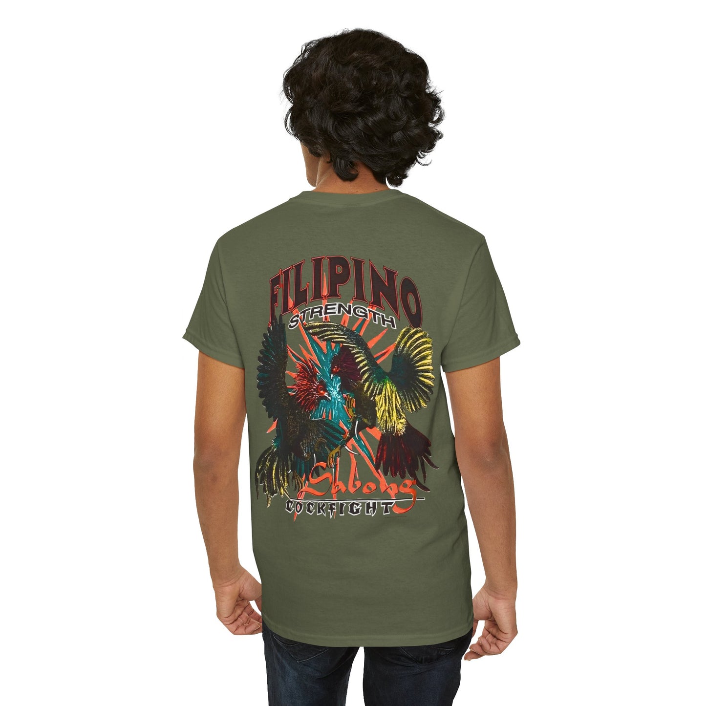 Filipino Strength Sabong Cockfight Vintage Design 90s New Print T-shirt Unisex Heavy Cotton Tee