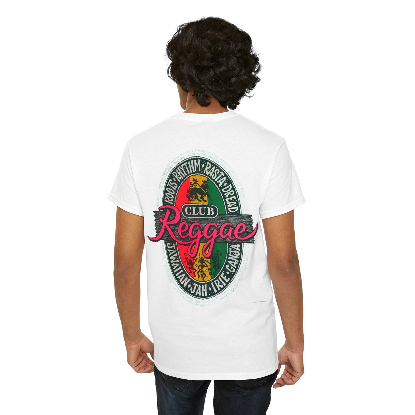 Jawaiian Strength Reggae Club Roots Rhythm Rasta Dread Jawaiian Jah Irie Ganja Vintage Design 90s New Print T-shirt Unisex Heavy Cotton Tee