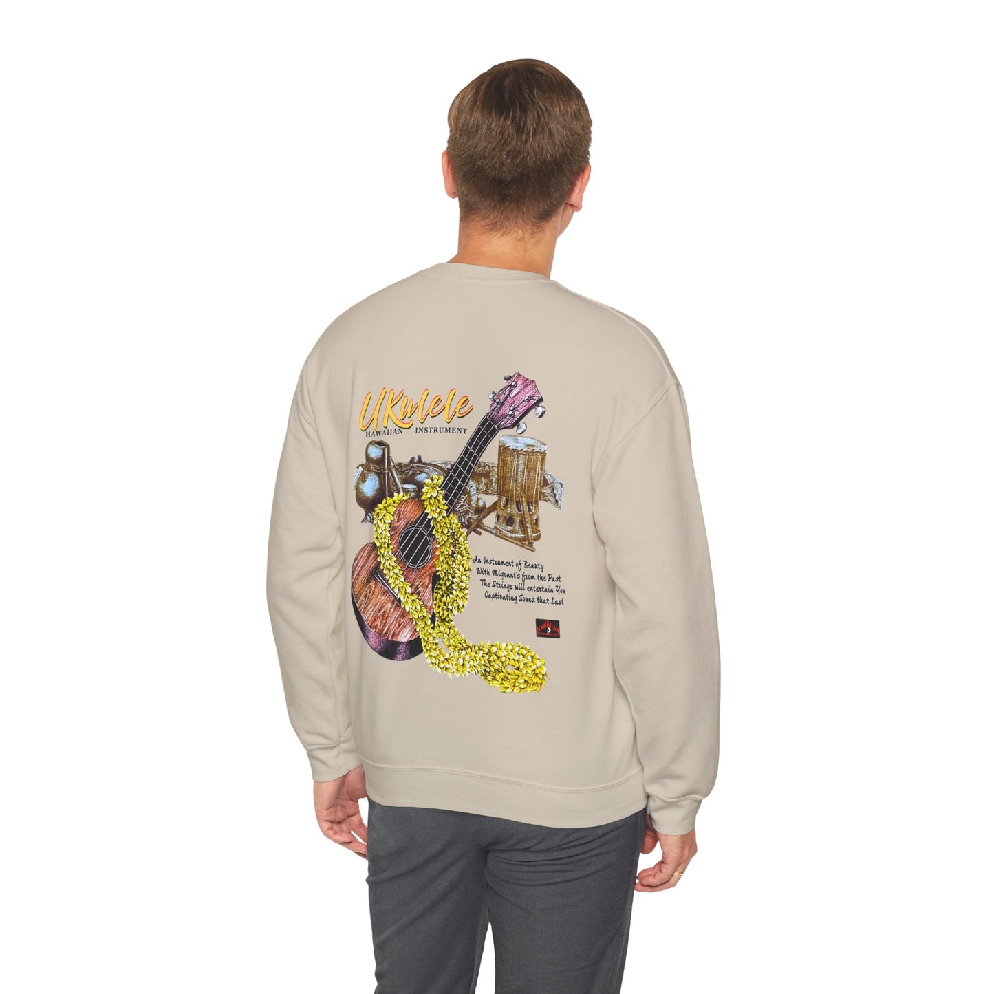 Hawaiian Strength Ukulele Hawaiian Instrument Vintage Design 90s New Print Unisex Heavy Blend™ Crewneck Sweatshirt
