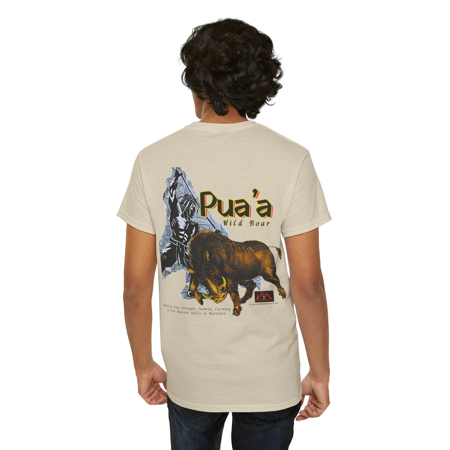 Local Strength Pua'a Wild Boar Vintage Design 90s New Print Unisex Heavy Cotton Tee