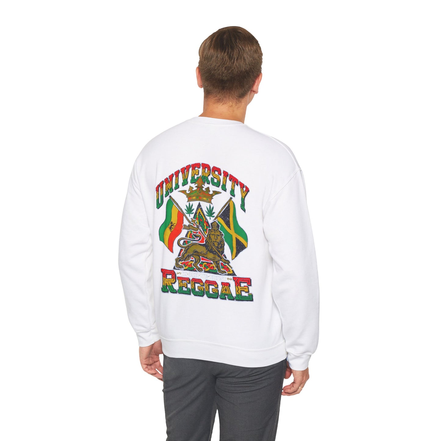 Jawaiian Strength University Reggae In Jah We Trust Vintage Design 90s New Print Unisex Heavy Blend™ Crewneck Sweatshirt