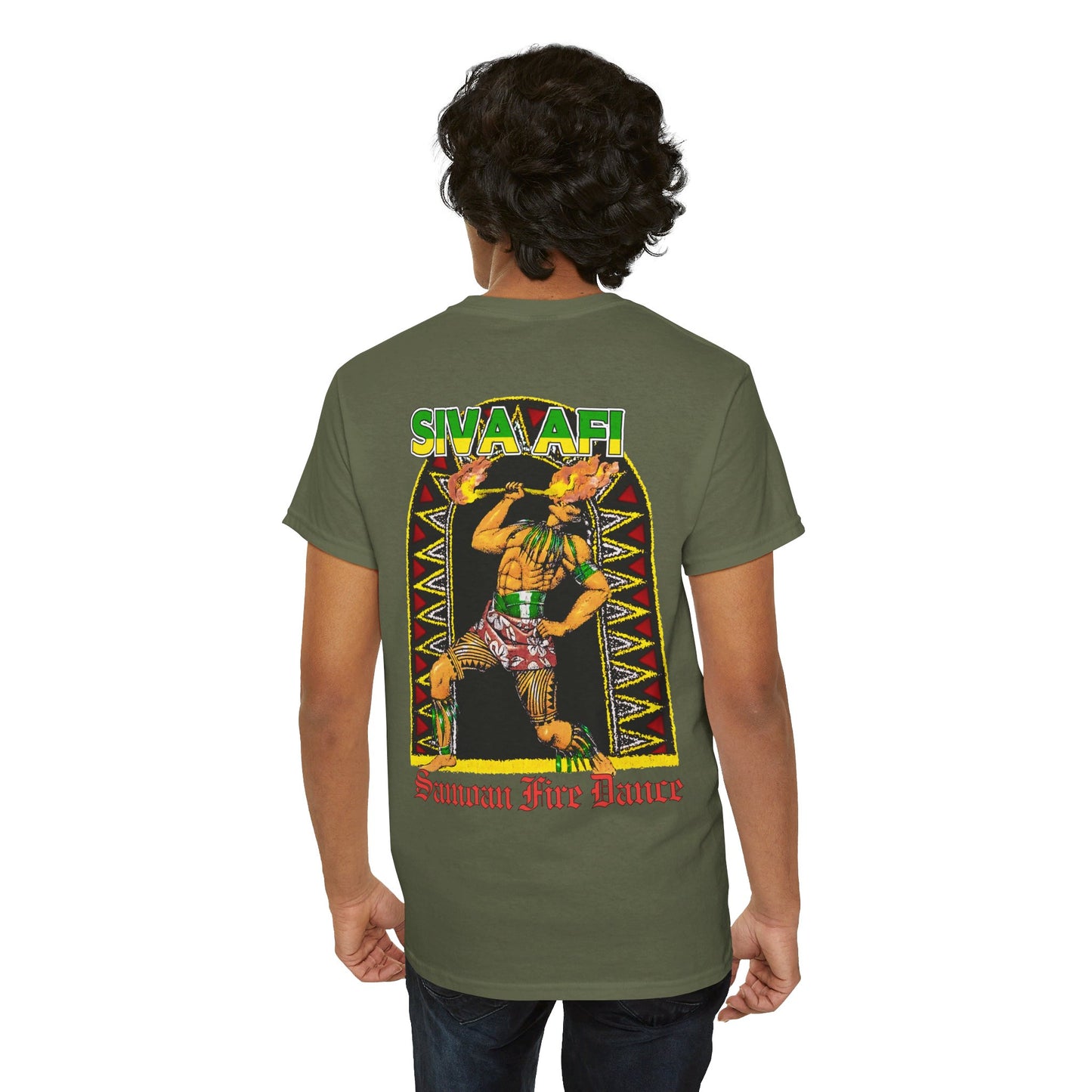 Samoan Strength Siva Afi Samoan Fire Dance Vintage Design 90s New Print Unisex Heavy Cotton Tee