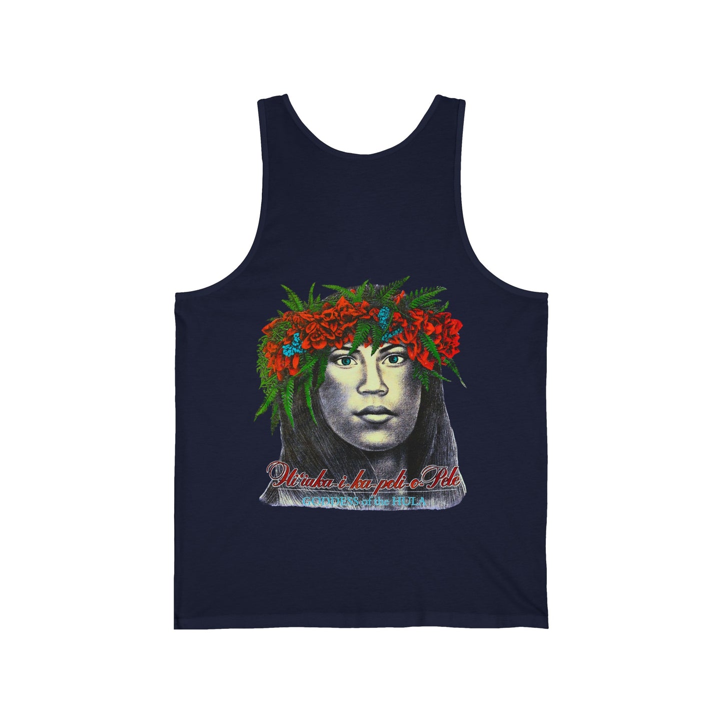 Hawaiian Strength Goddess of the Hula Hi'iaka-i-ka-poli-o-Pele Vintage Design 90s New Print Unisex Jersey Tank