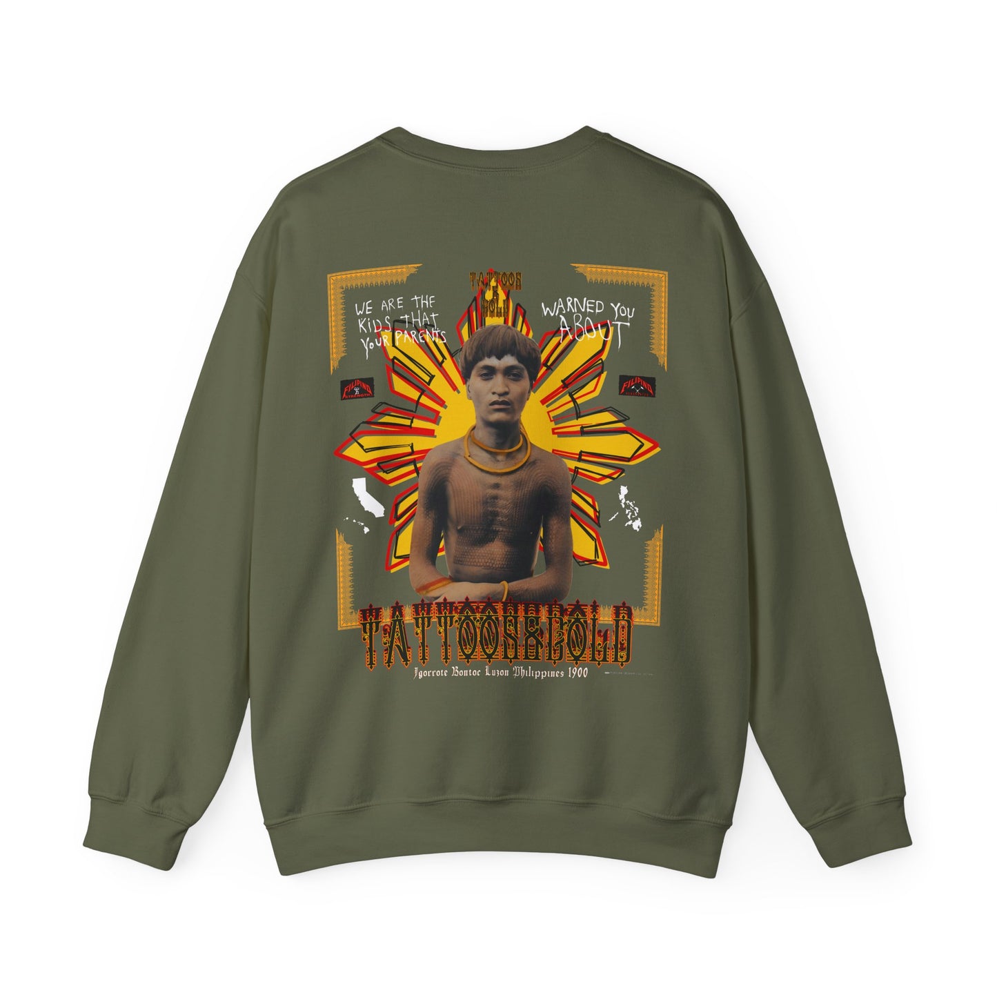 Filipino Strenth Filipino Headhunter "Tattoos and Gold" Unisex Heavy Blend™ Crewneck Sweatshirt