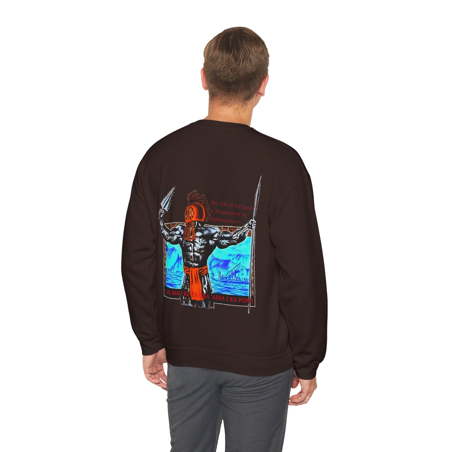 Hawaiian Strength The Life of the Land is Perpetuated by Righteousness Ua Mau Ke Ea Oka 'Aina I Ka Pono Unisex Heavy Blend™ Crewneck Sweatshirt