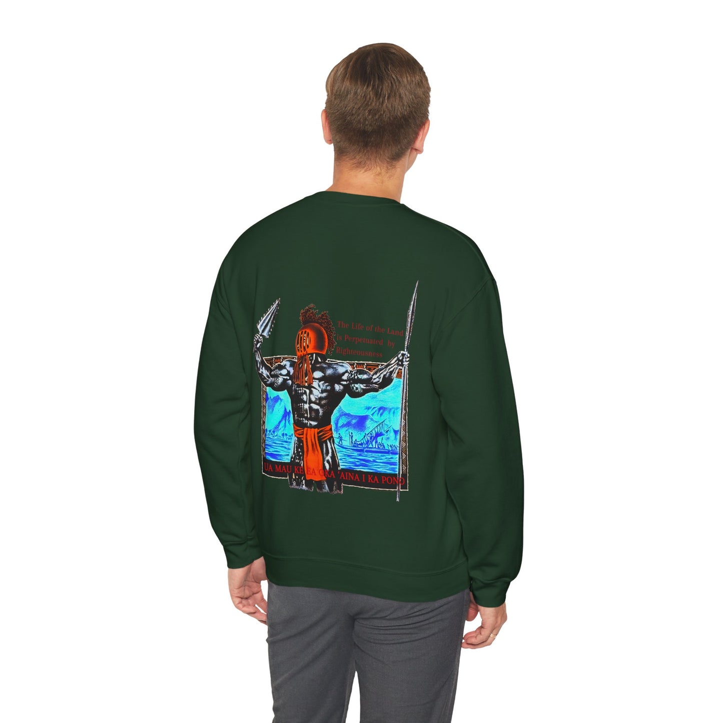 Hawaiian Strength The Life of the Land is Perpetuated by Righteousness Ua Mau Ke Ea Oka 'Aina I Ka Pono Unisex Heavy Blend™ Crewneck Sweatshirt