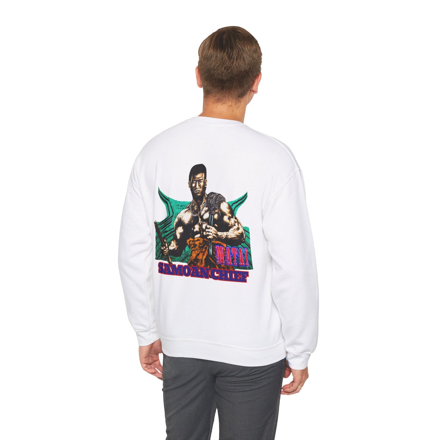 Samoan Strength Samoan Chief Matai Vintage Design 90s New Print Unisex Heavy Blend™ Crewneck Sweatshirt