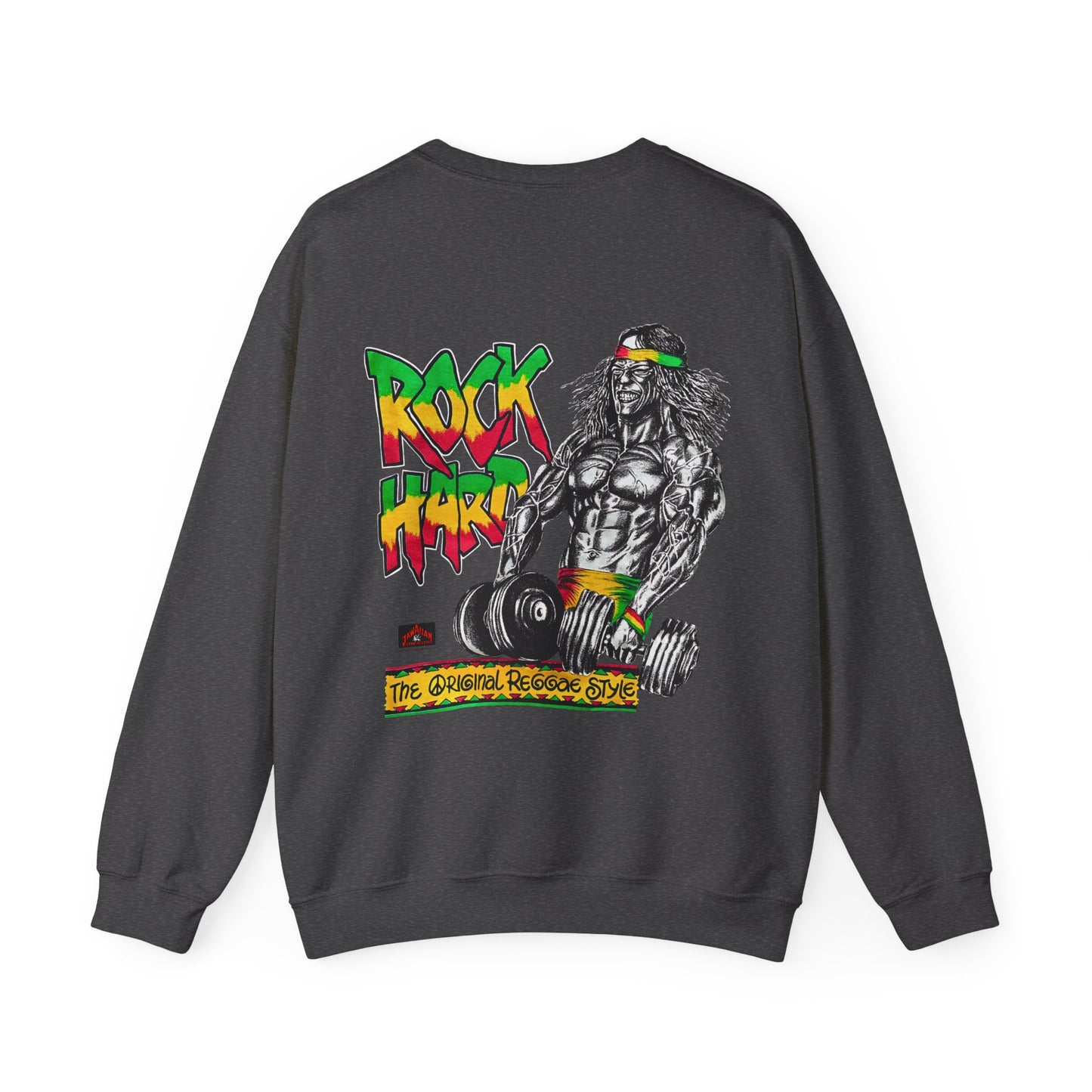 Jawaiian Strength Rock Hard The Original Reggae Style Vintage 90s Design New Print Unisex Heavy Blend™ Crewneck Sweatshirt