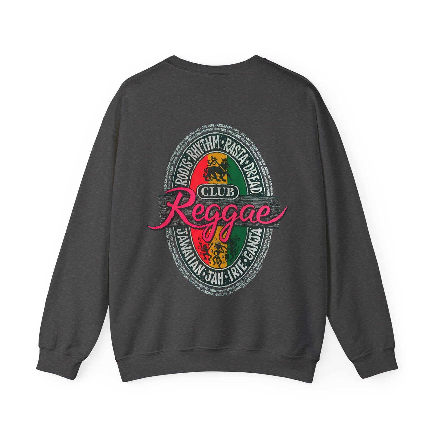 Jawaiian Strength Reggae Club Roots Rhythm Rasta Dread Jawaiian Jah Irie Ganja Vintage Design 90s New Print Unisex Heavy Blend™ Crewneck Sweatshirt