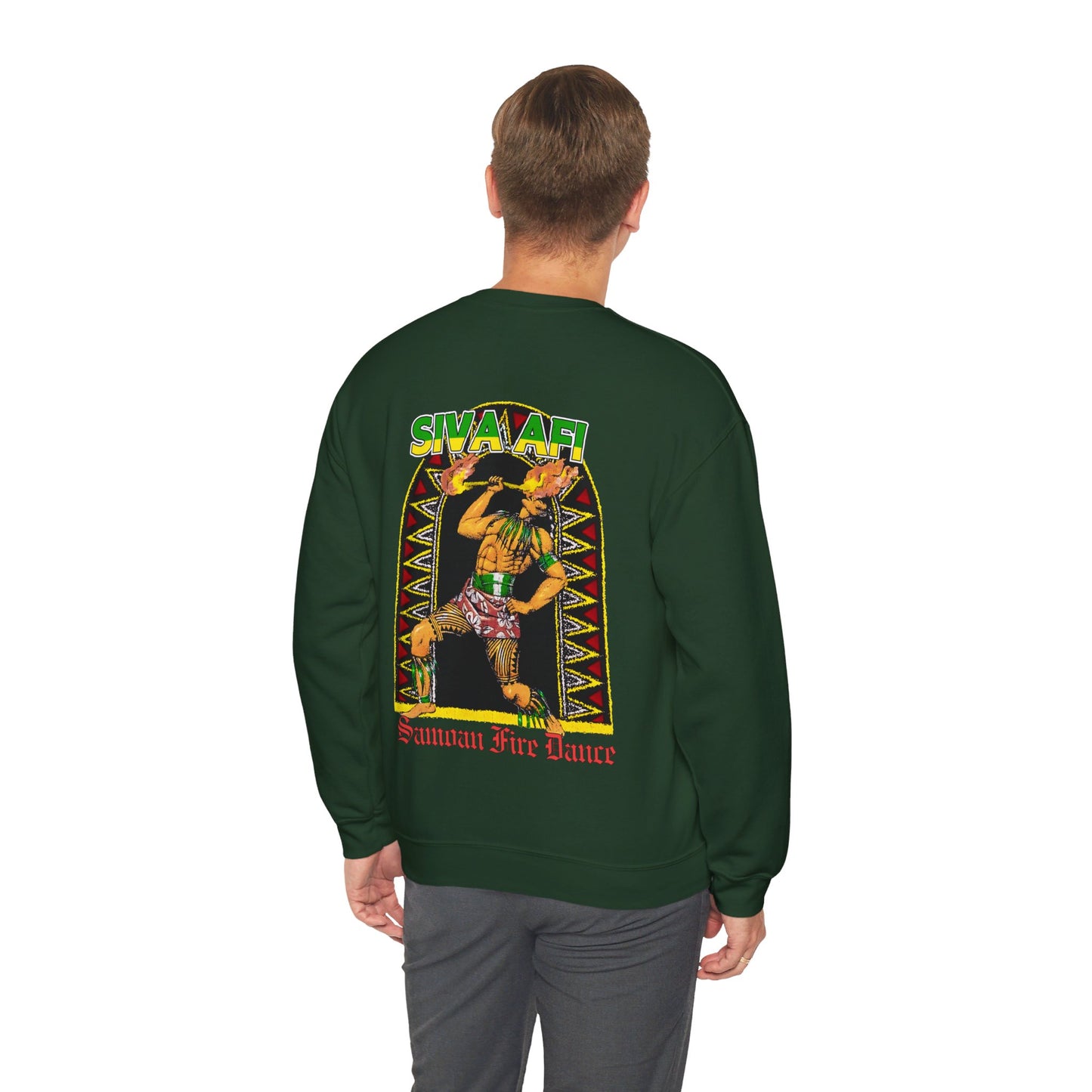 Samoan Strength Siva Afi Samoan Fire Dance Vintage Design 90s New Print Unisex Heavy Blend™ Crewneck Sweatshirt