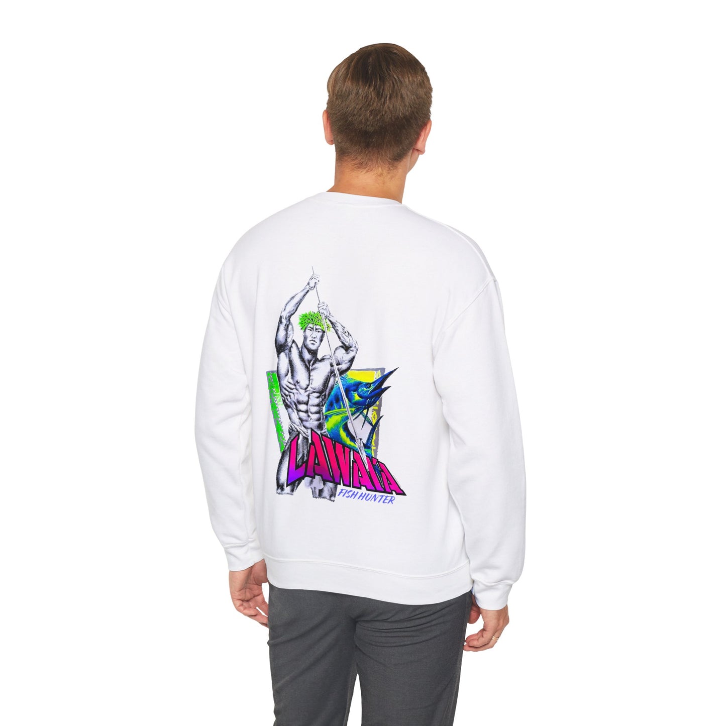 Hawaiian Strength Lawai'a Fish Hunter Vintage Design 90s New Print Unisex Heavy Blend™ Crewneck Sweatshirt