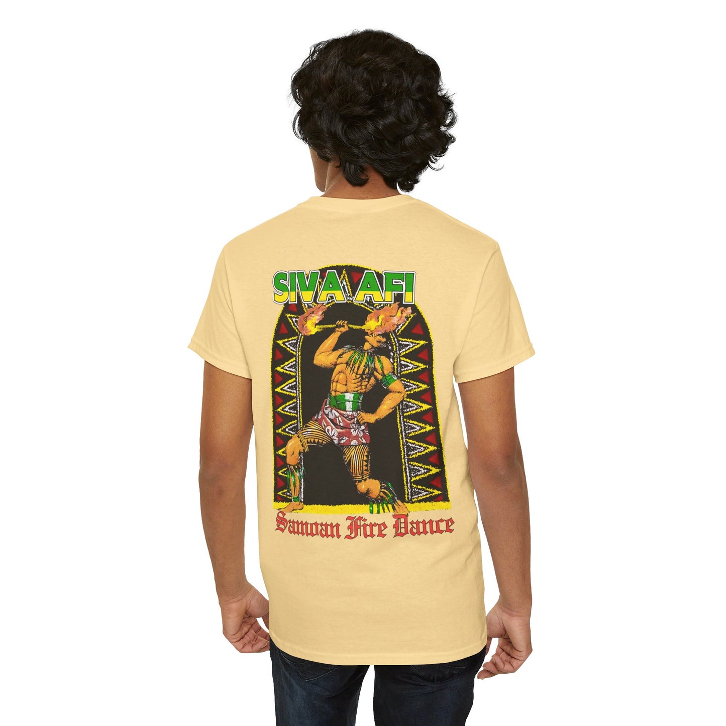 Samoan Strength Siva Afi Samoan Fire Dance Vintage Design 90s New Print Unisex Heavy Cotton Tee