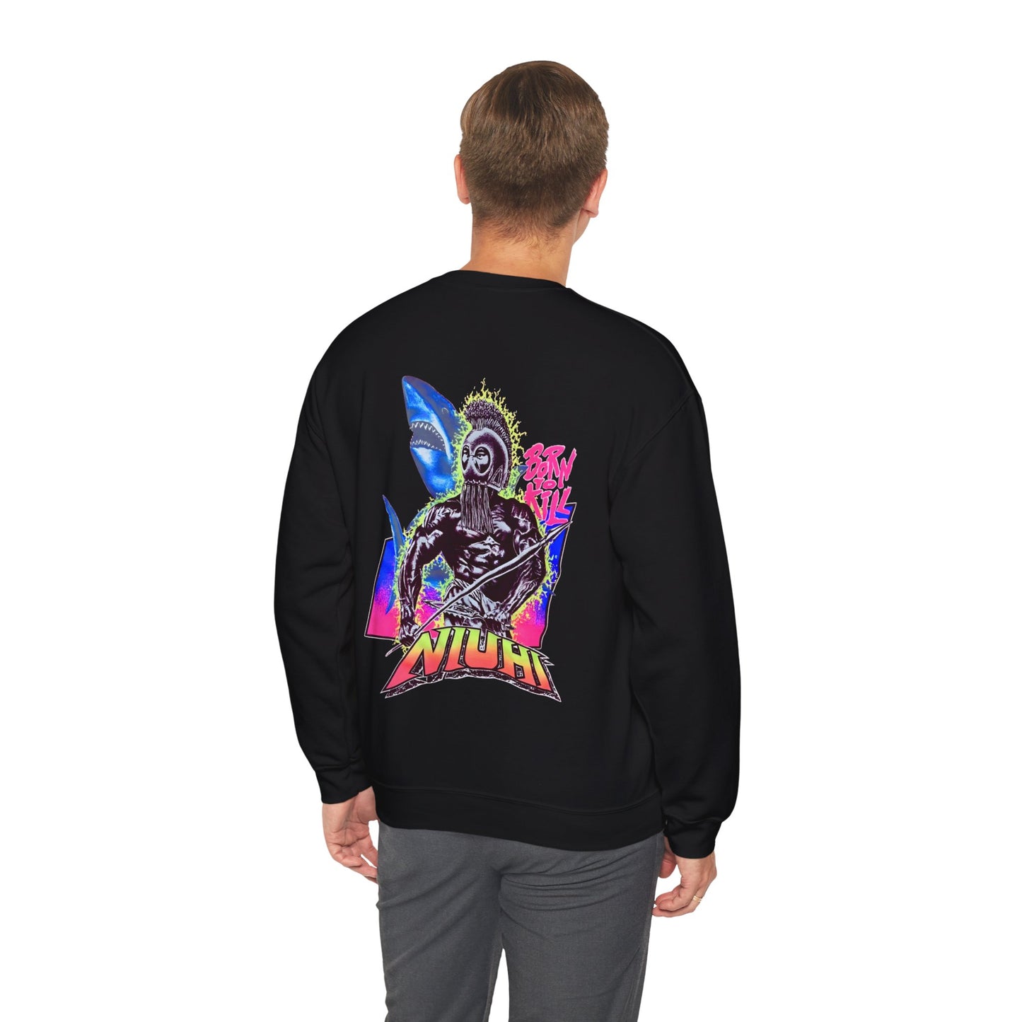 Hawaiian Strength Niuhi Born To Kill Vintage Design 90s New Print Unisex Heavy Blend™ Crewneck Sweatshirt