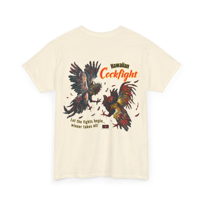 Hawaiian Strength Hawaiian Cockfight Vintage Design 90s New Print Unisex Heavy Cotton Tee