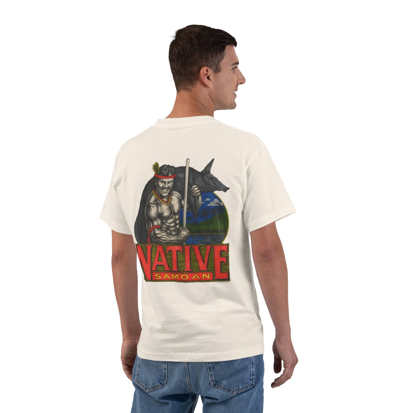 Samoan Strength Native Samoan Vintage 90s Design New Print Beefy-T®  Short-Sleeve T-Shirt