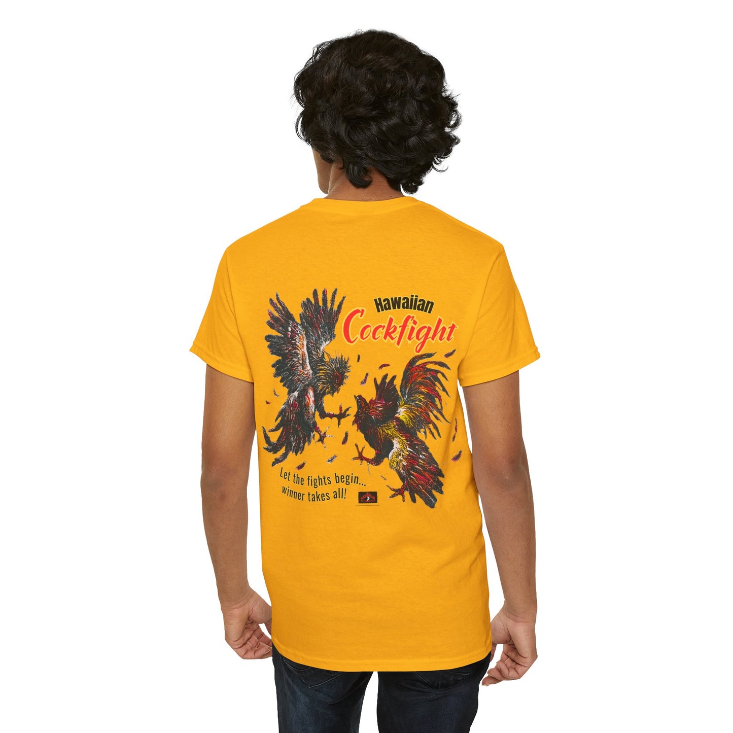 Hawaiian Strength Hawaiian Cockfight Vintage Design 90s New Print Unisex Heavy Cotton Tee