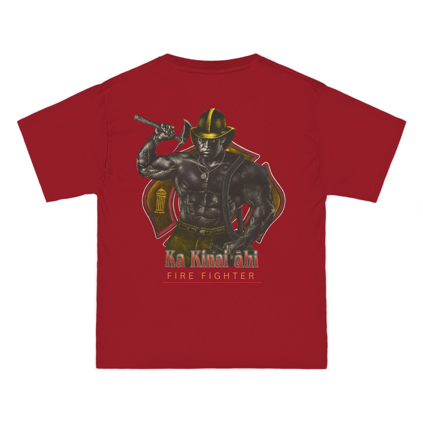Hawaiian Strength Fire Fighter Ka Kainai ahi Vintage Design 90s New Print Beefy-T®  Short-Sleeve T-Shirt