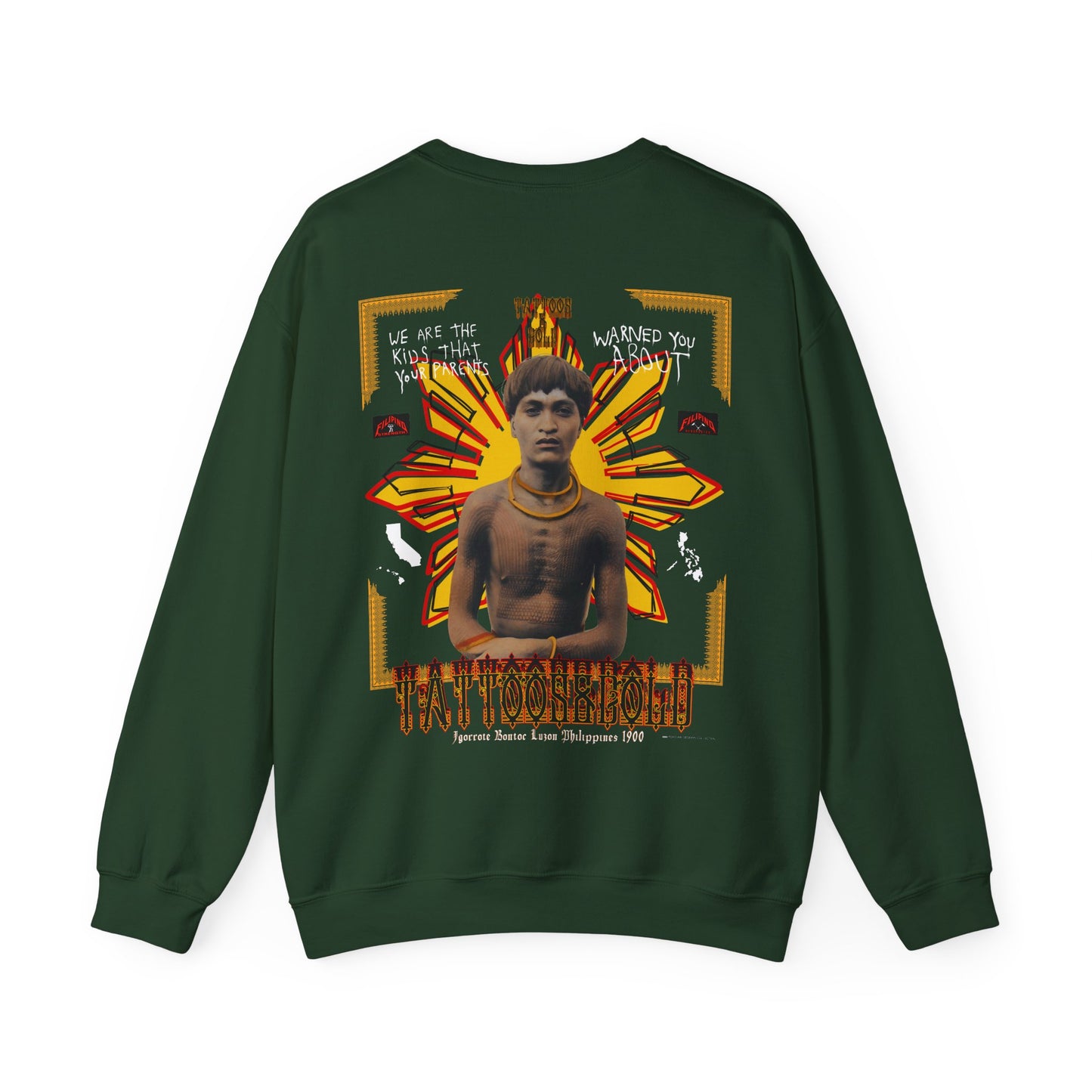 Filipino Strenth Filipino Headhunter "Tattoos and Gold" Unisex Heavy Blend™ Crewneck Sweatshirt