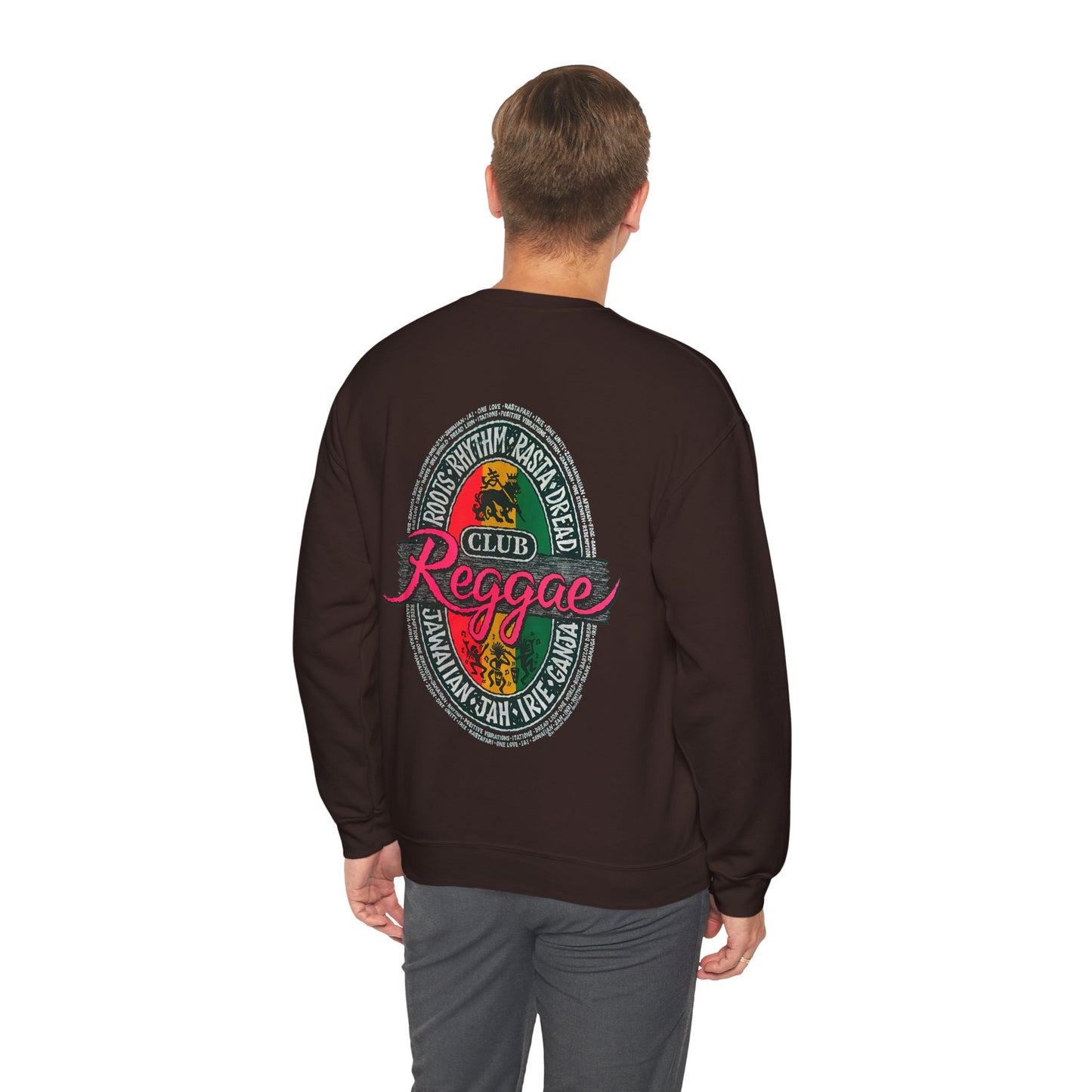 Jawaiian Strength Reggae Club Roots Rhythm Rasta Dread Jawaiian Jah Irie Ganja Vintage Design 90s New Print Unisex Heavy Blend™ Crewneck Sweatshirt