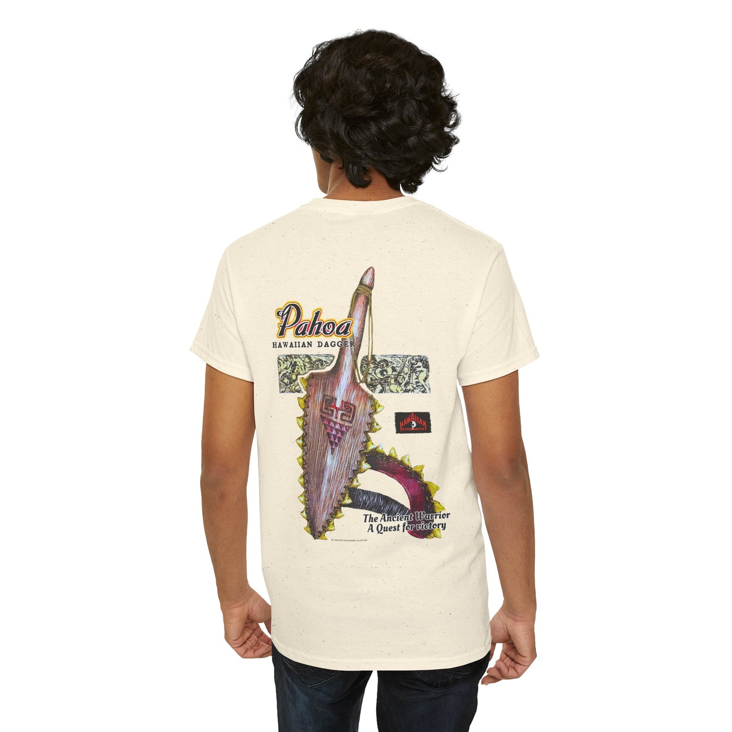 Hawaiian Strength Pahoa Hawaiian Dagger Vintage 90s Design New Print Unisex Heavy Cotton Tee