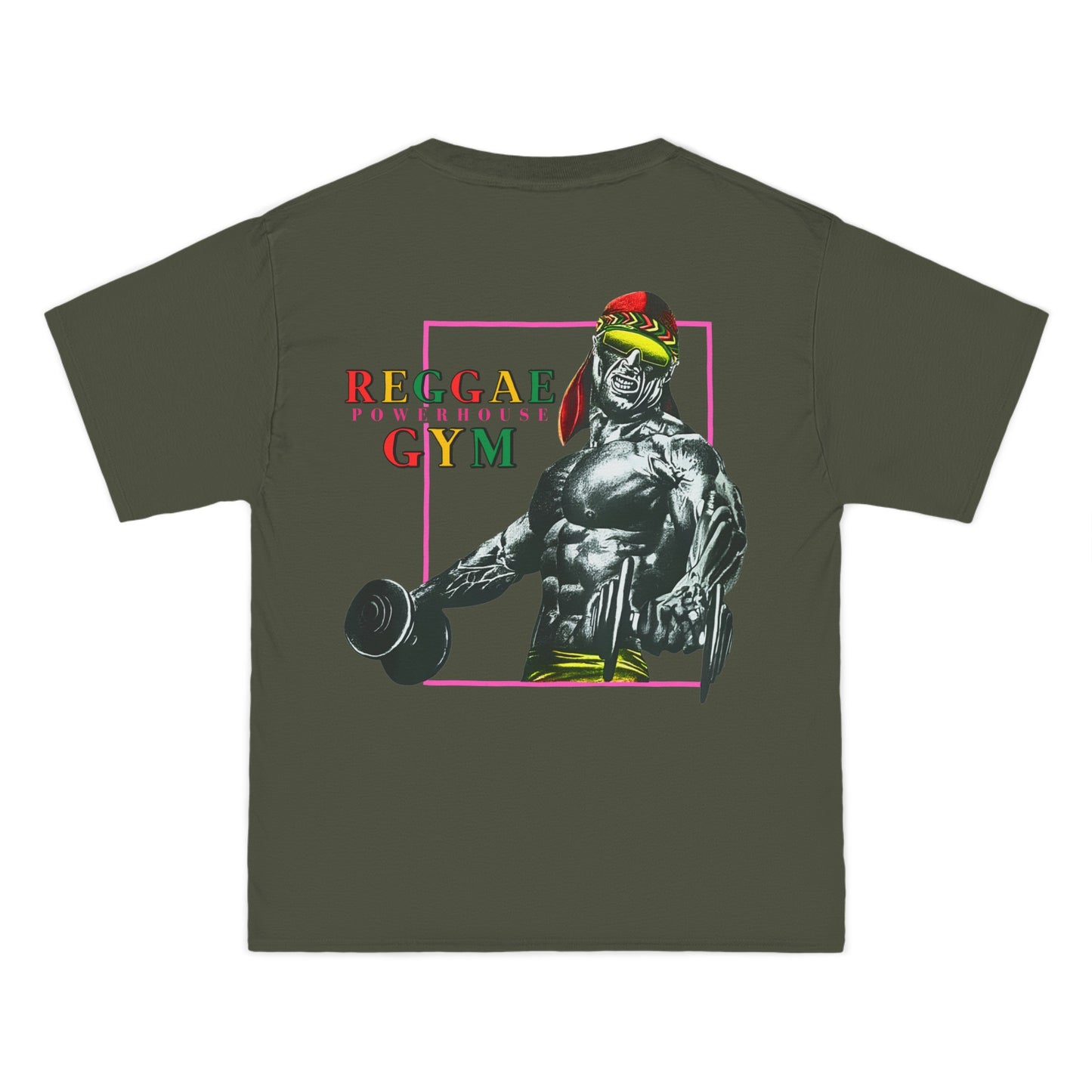 Jawaiian Strength Reggae Powerhouse Gym Vintage Design 90s New Print Beefy-T®  Short-Sleeve T-Shirt