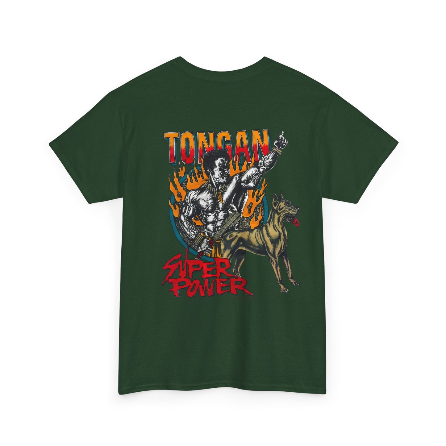 Local Strength Tongan Super Power Vintage 90s Design New Print Unisex Heavy Cotton Tee