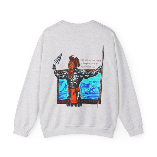 Hawaiian Strength The Life of the Land is Perpetuated by Righteousness Ua Mau Ke Ea Oka 'Aina I Ka Pono Unisex Heavy Blend™ Crewneck Sweatshirt