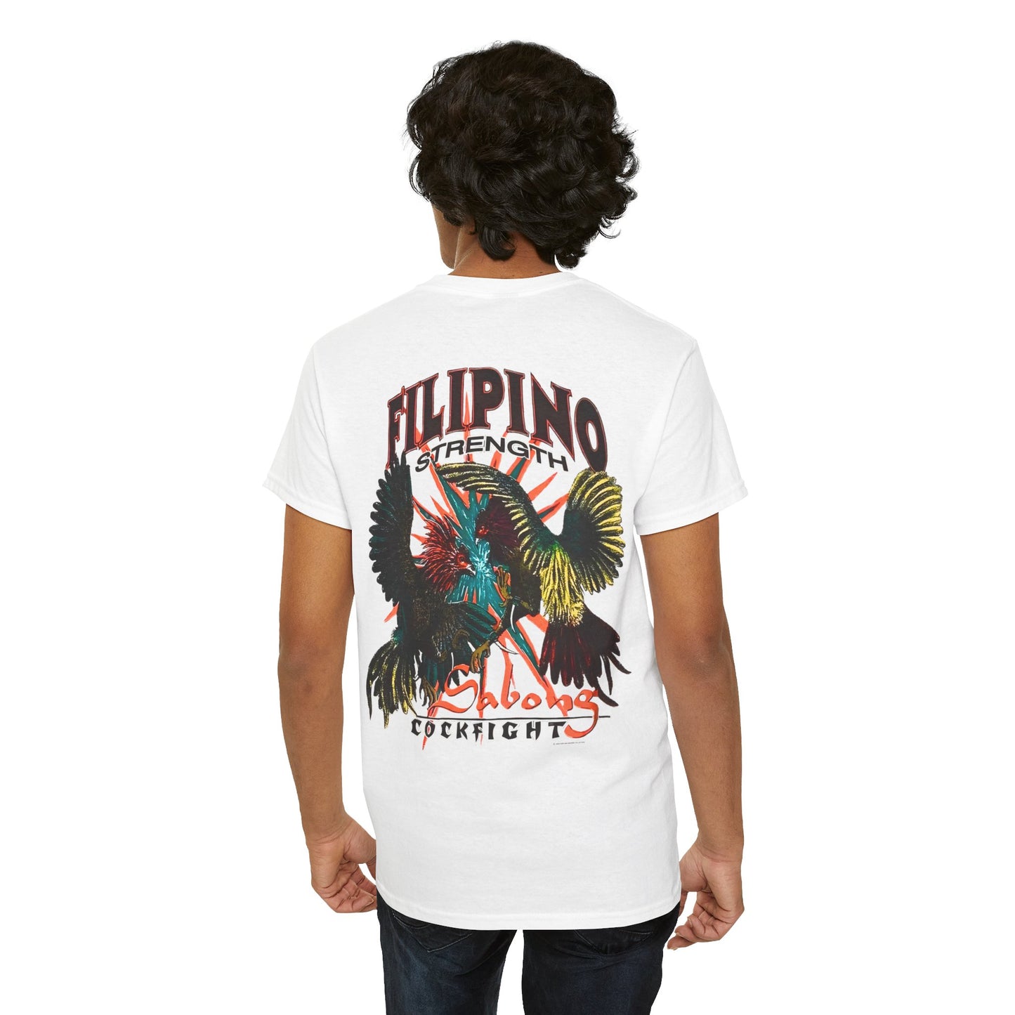 Filipino Strength Sabong Cockfight Vintage Design 90s New Print T-shirt Unisex Heavy Cotton Tee