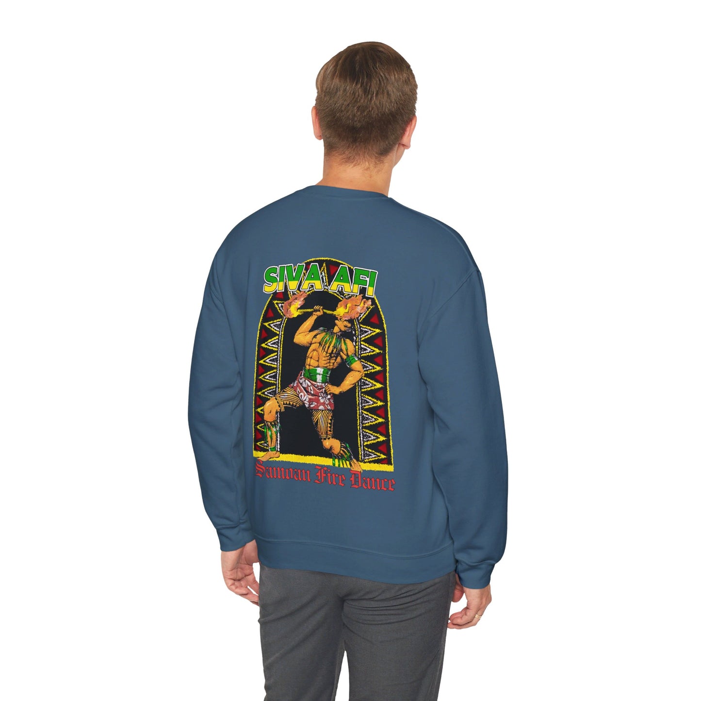 Samoan Strength Siva Afi Samoan Fire Dance Vintage Design 90s New Print Unisex Heavy Blend™ Crewneck Sweatshirt