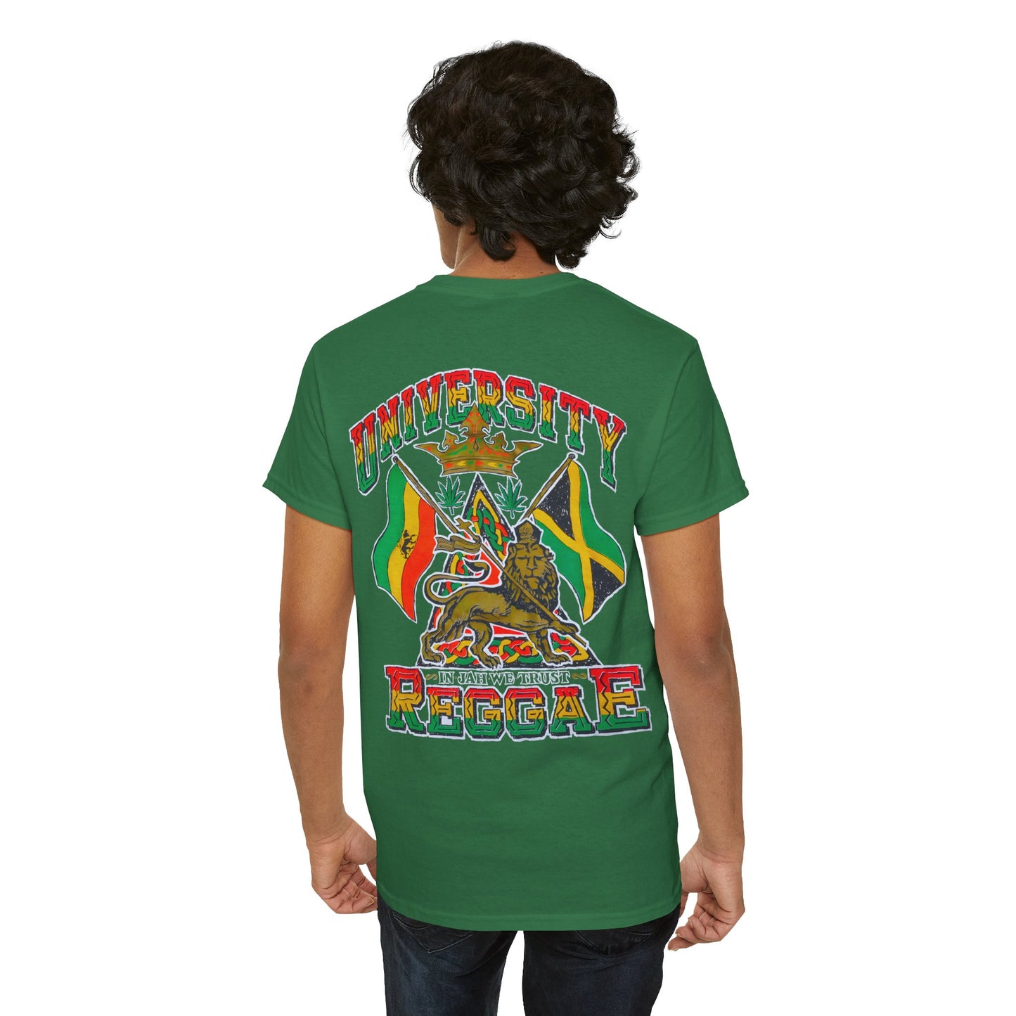 Jawaiian Strength University Reggae In Jah We Trust Vintage Design 90s New Print Unisex Heavy Cotton Tee