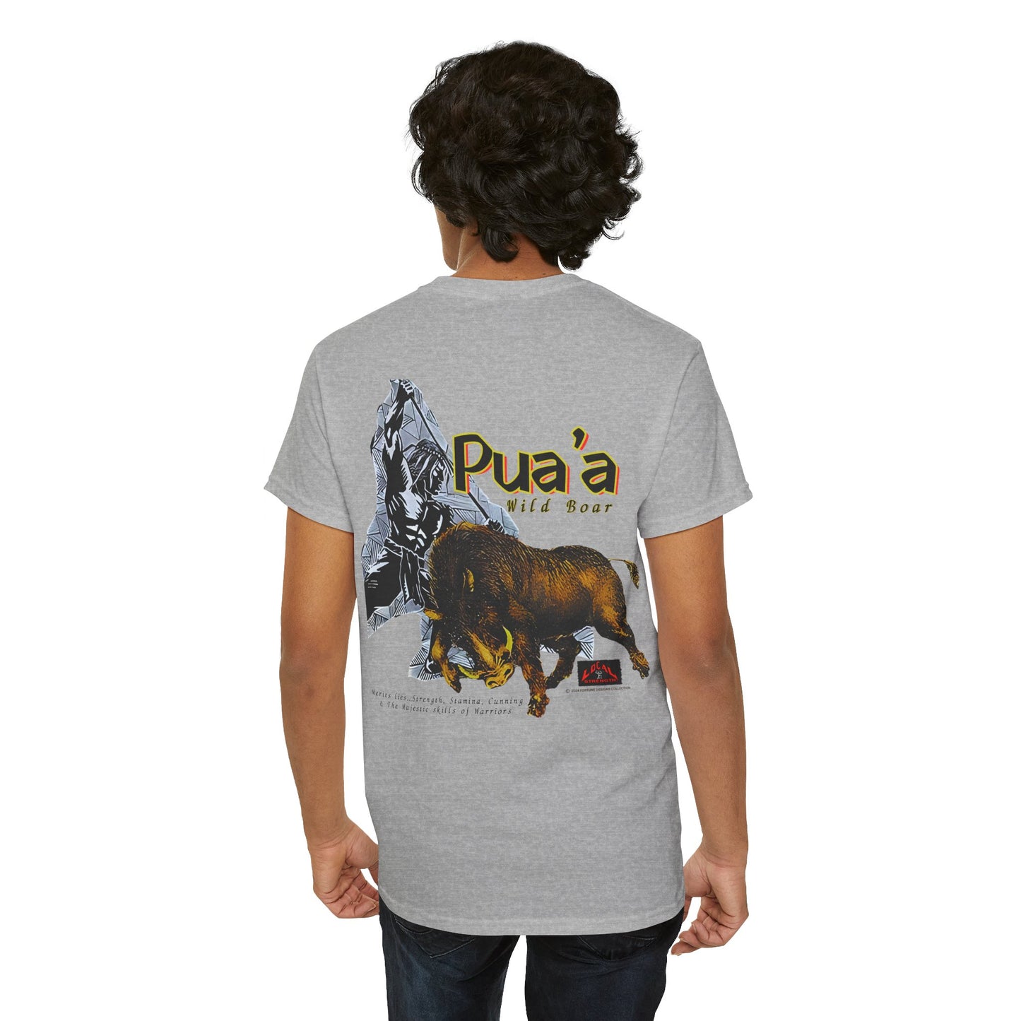 Local Strength Pua'a Wild Boar Vintage Design 90s New Print Unisex Heavy Cotton Tee