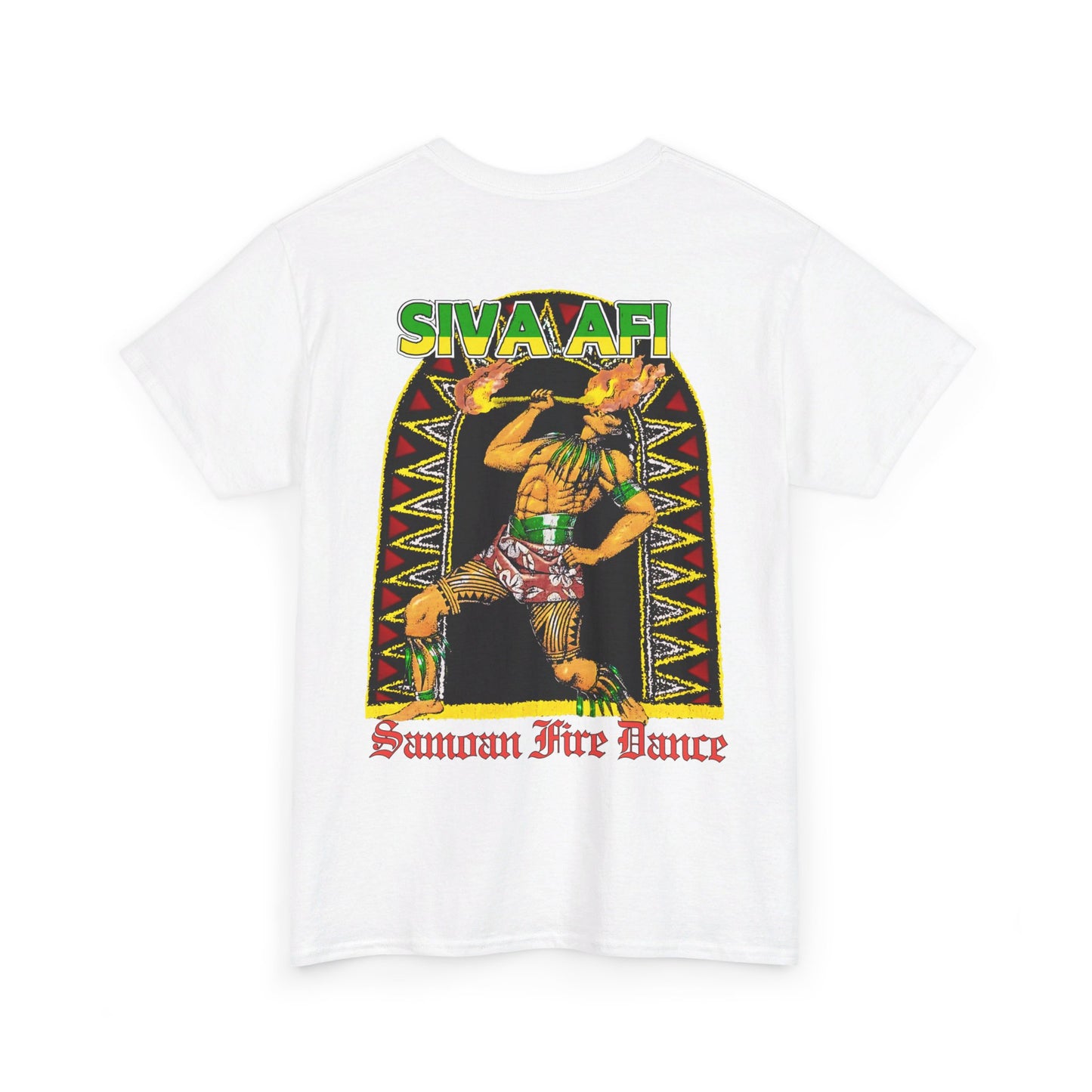 Samoan Strength Siva Afi Samoan Fire Dance Vintage Design 90s New Print Unisex Heavy Cotton Tee