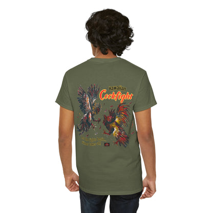Hawaiian Strength Hawaiian Cockfight Vintage Design 90s New Print Unisex Heavy Cotton Tee