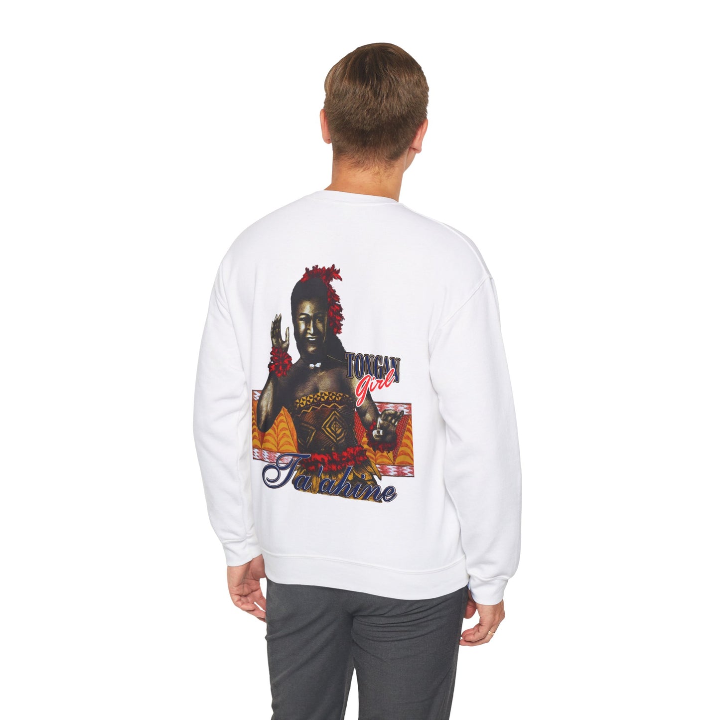 Tongan Strength Tongan Girl Ta'ahine Vintage Design 90s New Print Unisex Heavy Blend™ Crewneck Sweatshirt