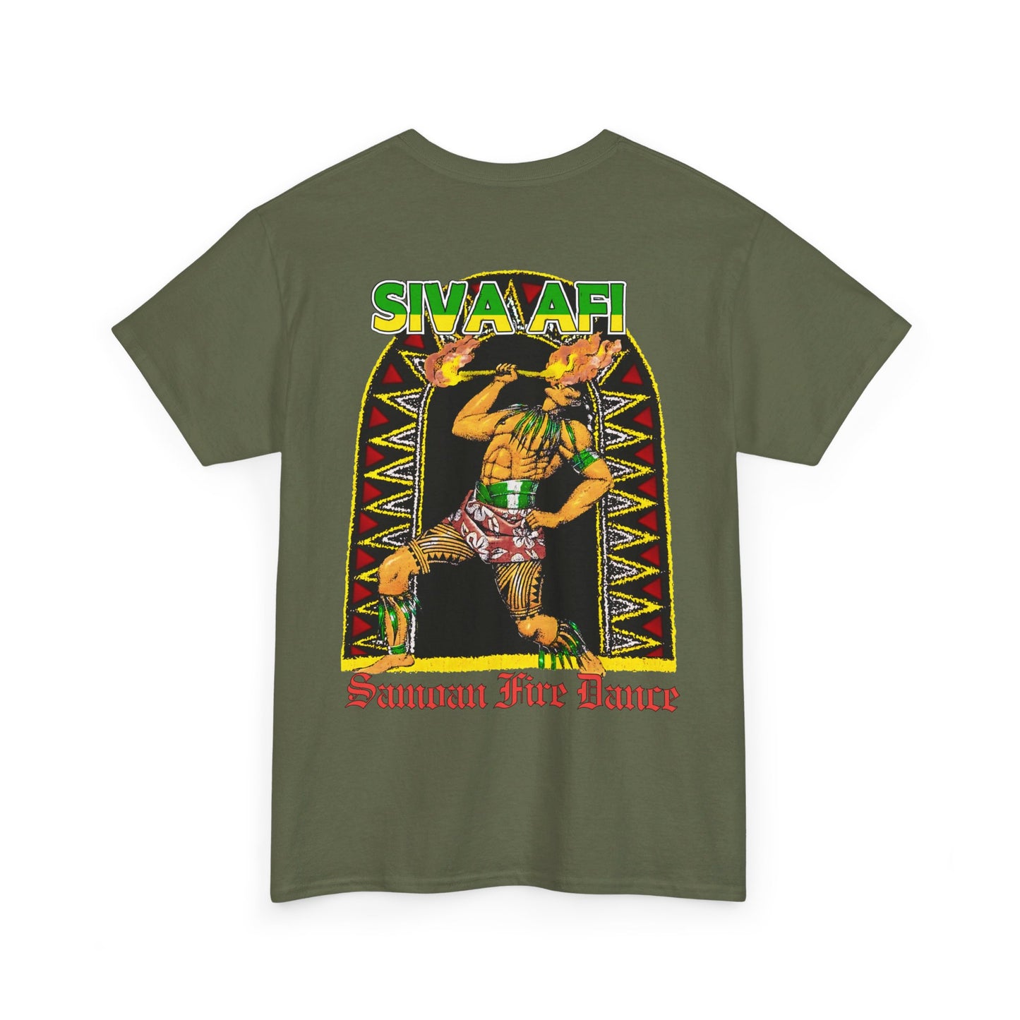 Samoan Strength Siva Afi Samoan Fire Dance Vintage Design 90s New Print Unisex Heavy Cotton Tee