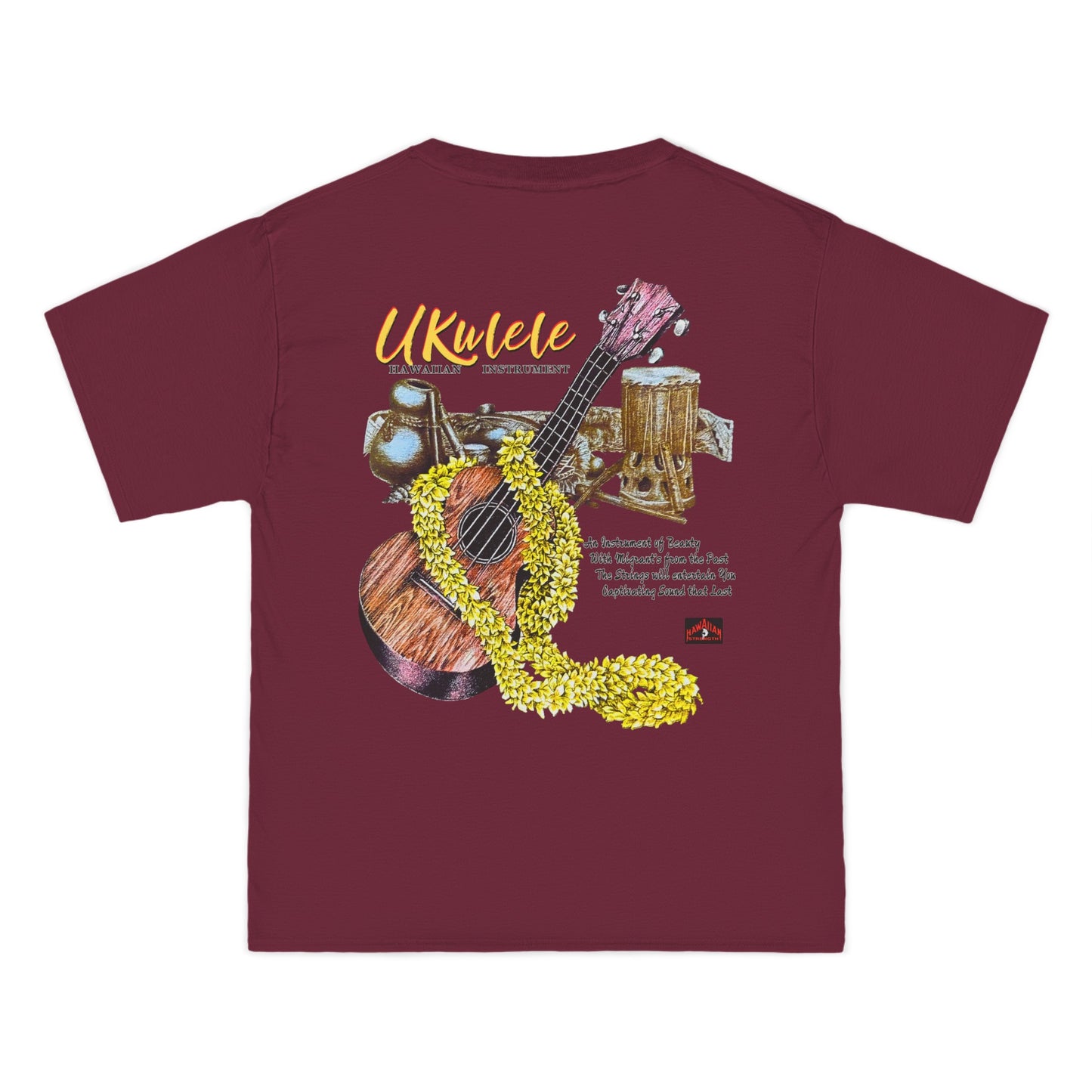 Hawaiian Strength Ukulele Hawaiian Instrument Vintage Design 90s New Print Beefy-T®  Short-Sleeve T-Shirt