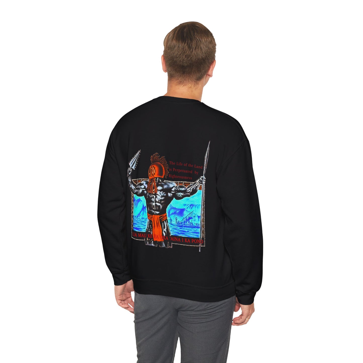 Hawaiian Strength The Life of the Land is Perpetuated by Righteousness Ua Mau Ke Ea Oka 'Aina I Ka Pono Unisex Heavy Blend™ Crewneck Sweatshirt