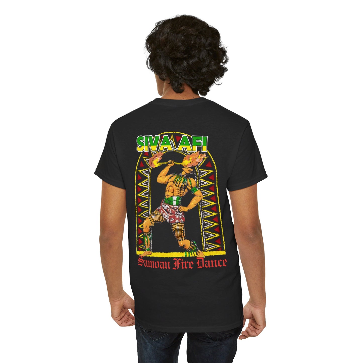 Samoan Strength Siva Afi Samoan Fire Dance Vintage Design 90s New Print Unisex Heavy Cotton Tee