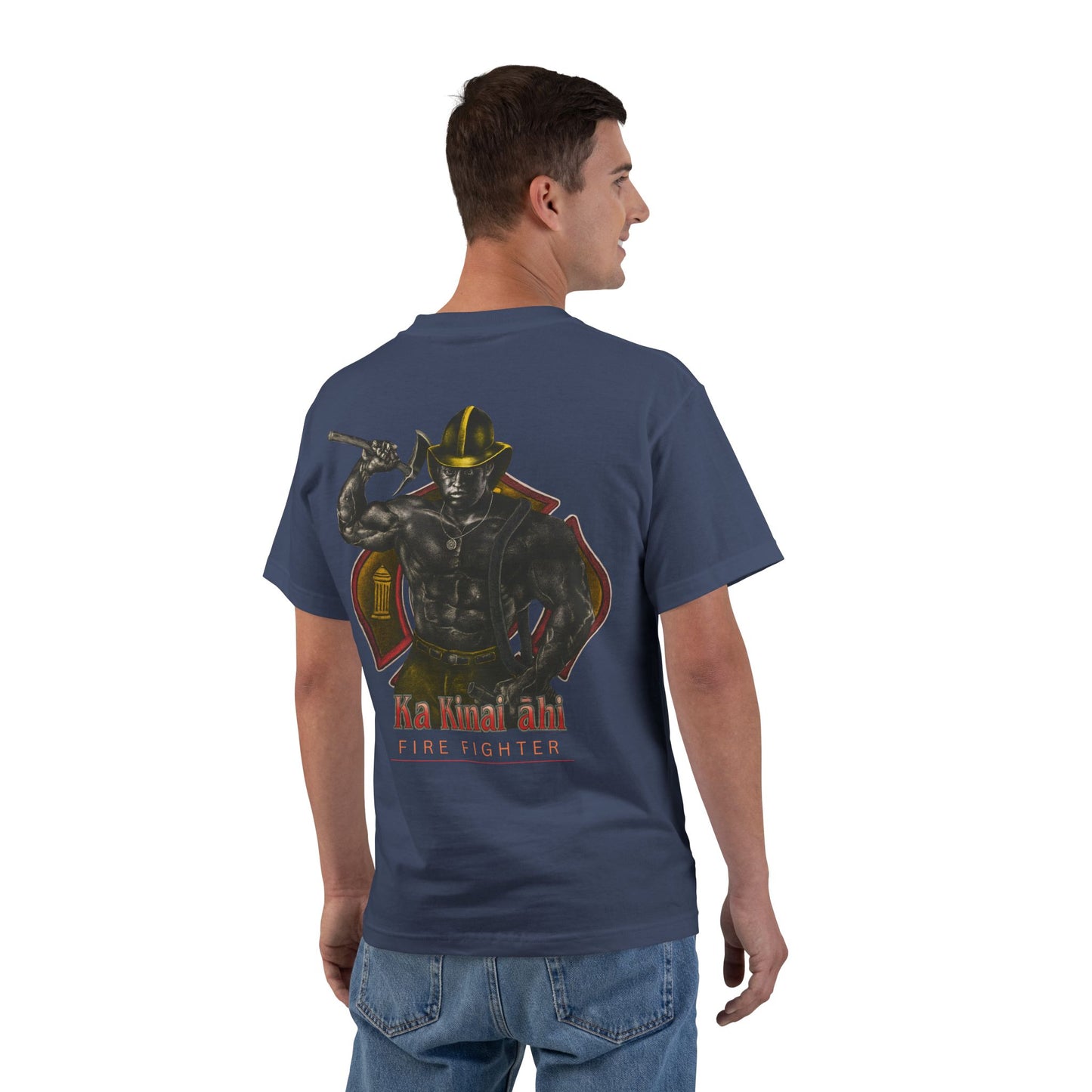 Hawaiian Strength Fire Fighter Ka Kainai ahi Vintage Design 90s New Print Beefy-T®  Short-Sleeve T-Shirt