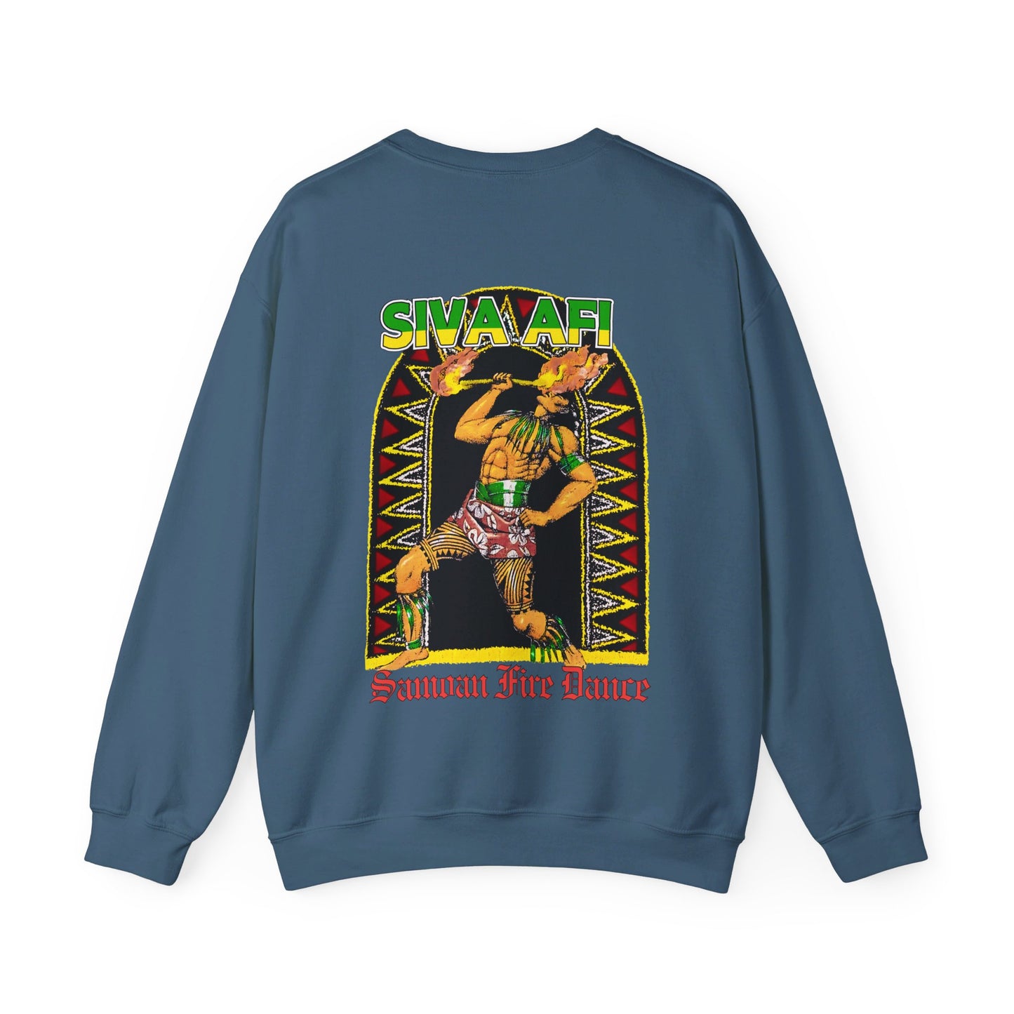 Samoan Strength Siva Afi Samoan Fire Dance Vintage Design 90s New Print Unisex Heavy Blend™ Crewneck Sweatshirt