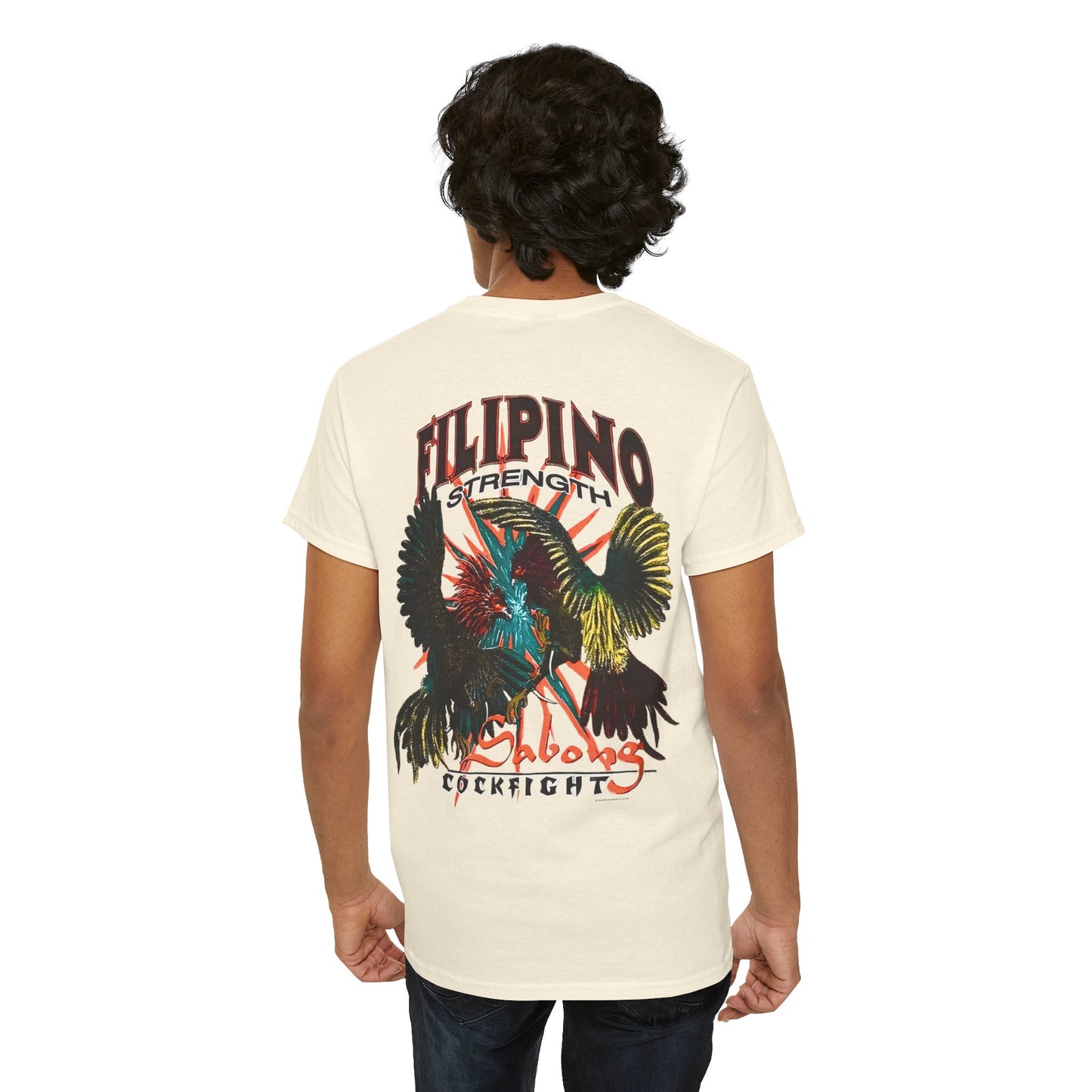 Filipino Strength Sabong Cockfight Vintage Design 90s New Print T-shirt Unisex Heavy Cotton Tee