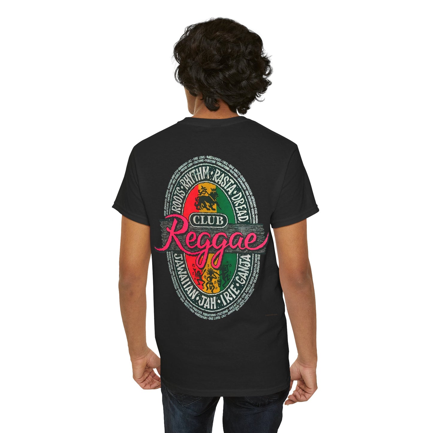 Jawaiian Strength Reggae Club Roots Rhythm Rasta Dread Jawaiian Jah Irie Ganja Vintage Design 90s New Print T-shirt Unisex Heavy Cotton Tee