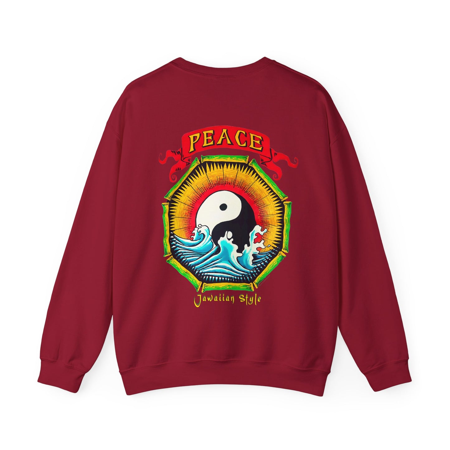 Jawaiian Strength Peace Jawaiian Style Vintage Design 90s New Print Unisex Heavy Blend™ Crewneck Sweatshirt