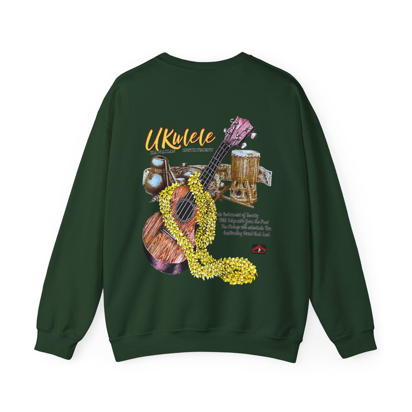 Hawaiian Strength Ukulele Hawaiian Instrument Vintage Design 90s New Print Unisex Heavy Blend™ Crewneck Sweatshirt