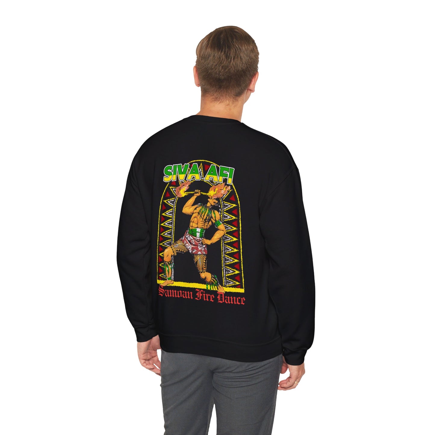 Samoan Strength Siva Afi Samoan Fire Dance Vintage Design 90s New Print Unisex Heavy Blend™ Crewneck Sweatshirt