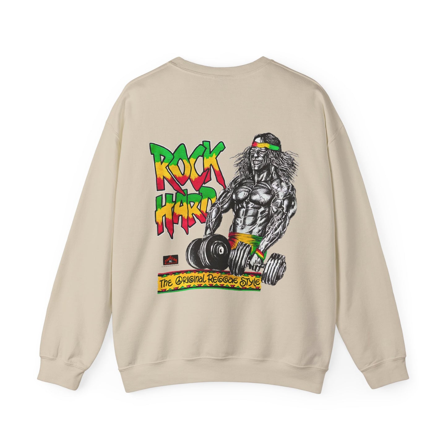 Jawaiian Strength Rock Hard The Original Reggae Style Vintage 90s Design New Print Unisex Heavy Blend™ Crewneck Sweatshirt