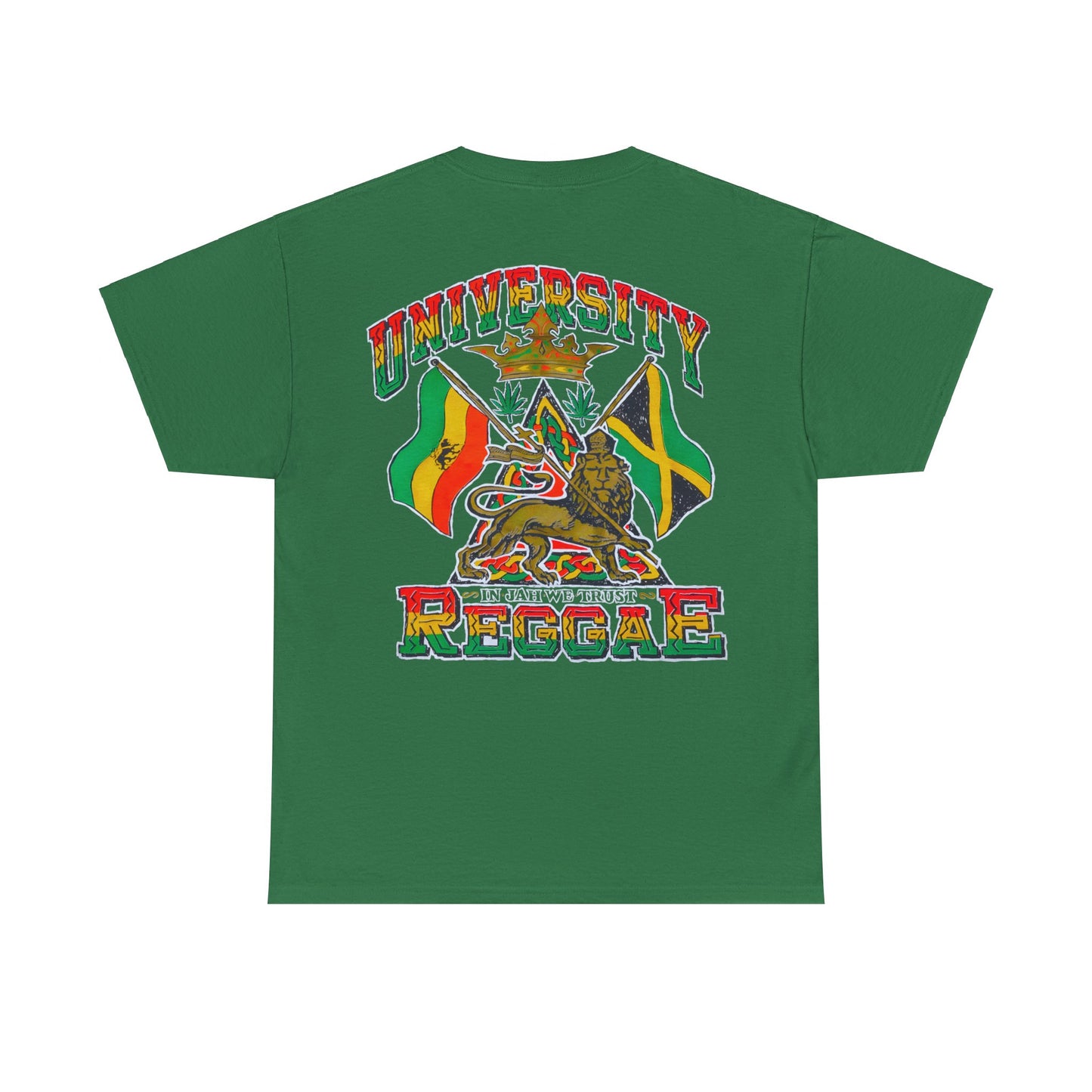 Jawaiian Strength University Reggae In Jah We Trust Vintage Design 90s New Print Unisex Heavy Cotton Tee