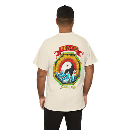 Jawaiian Strength Peace Jawaiian Style Vintage Design 90s New Print Unisex Heavy Cotton Tee